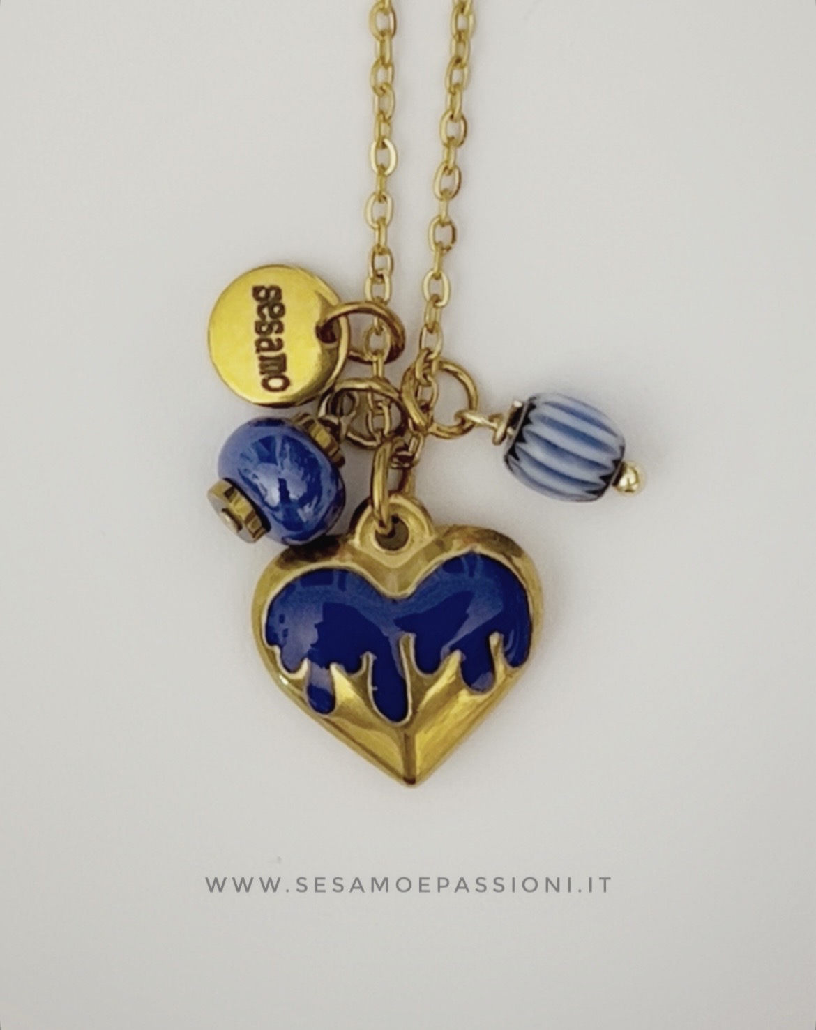 Collana cuore blu