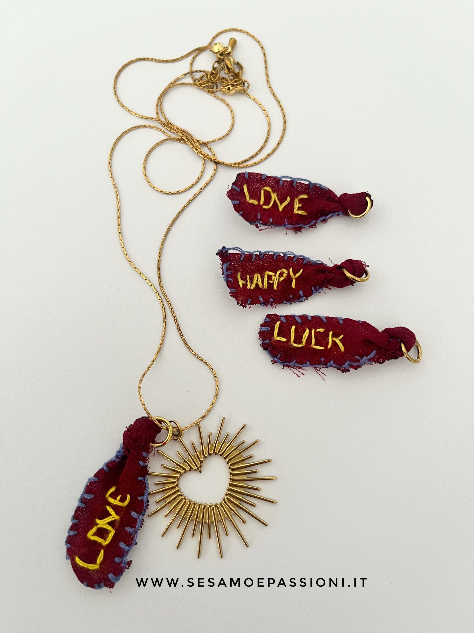 Collana cuore/ricamo